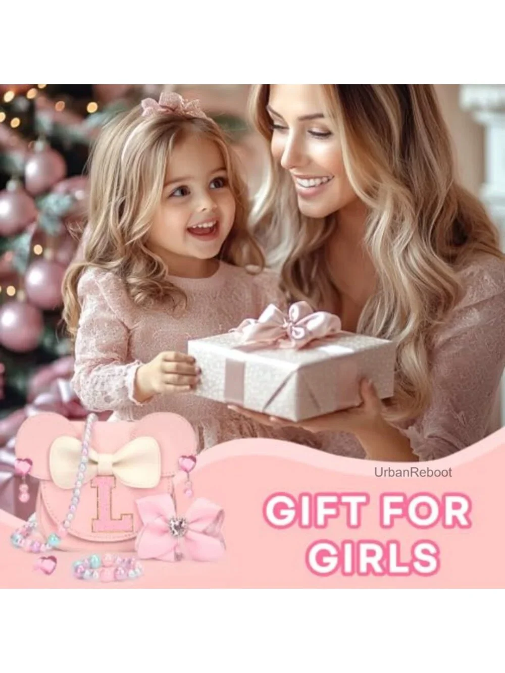 Girls Toddler Purse Set Faux Leather Heart Wristlet Gift for Kids
